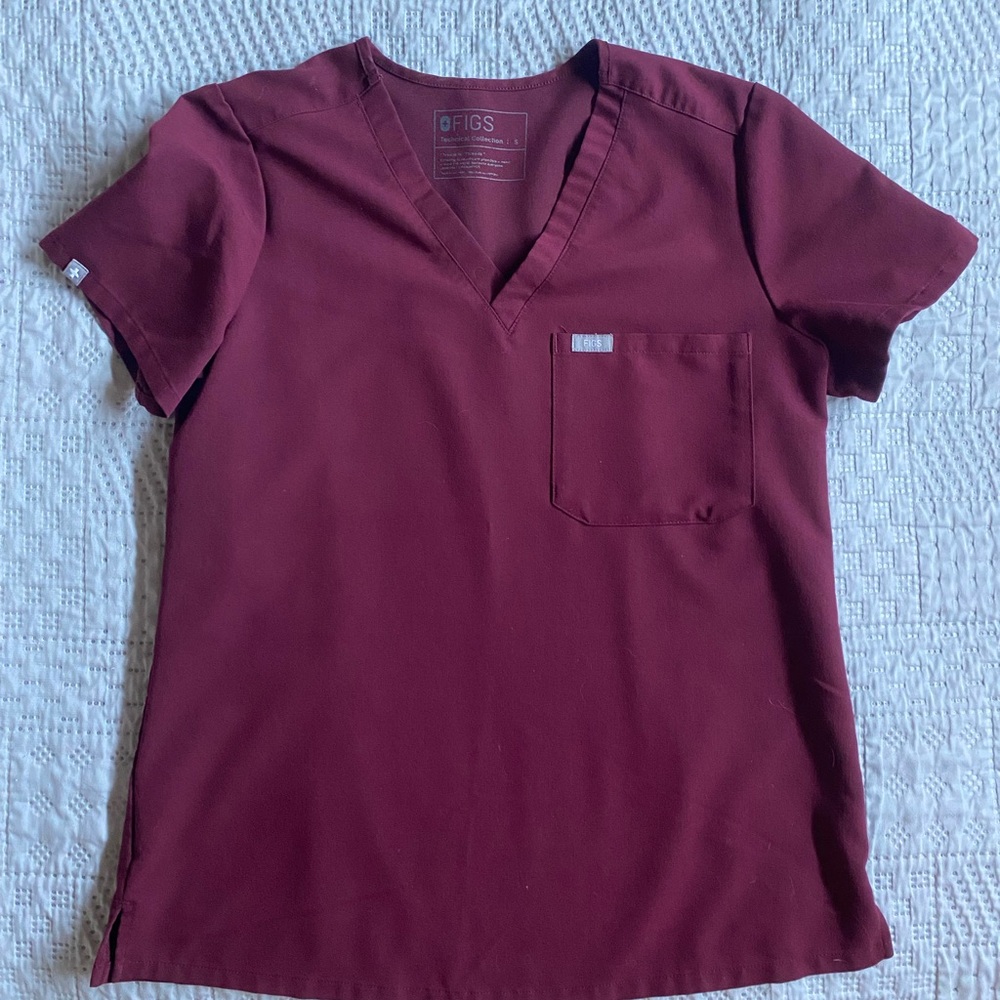 Burgundy FIGS Catarina Scrub Top Small